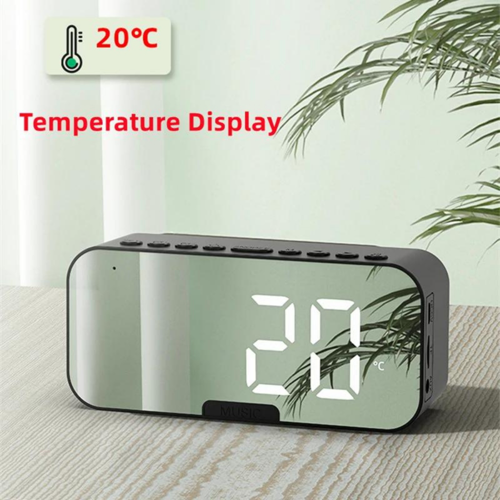 Rádio Relógio Digital bluetooth espelho aceita cartão de memória despertador