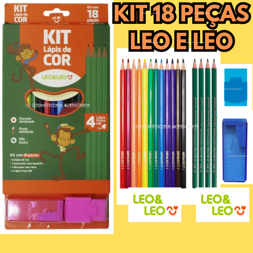 Kit Escolar Game HB com 4 peças - Leonora - Blister - Material