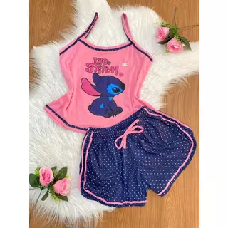Pijama infantil feminino baby doll short doll roupa de dormir de menina personagens verao alcinha