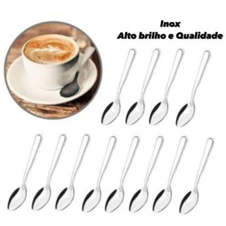 Kit 12 Colher De Cafe Chá Inox 9cm