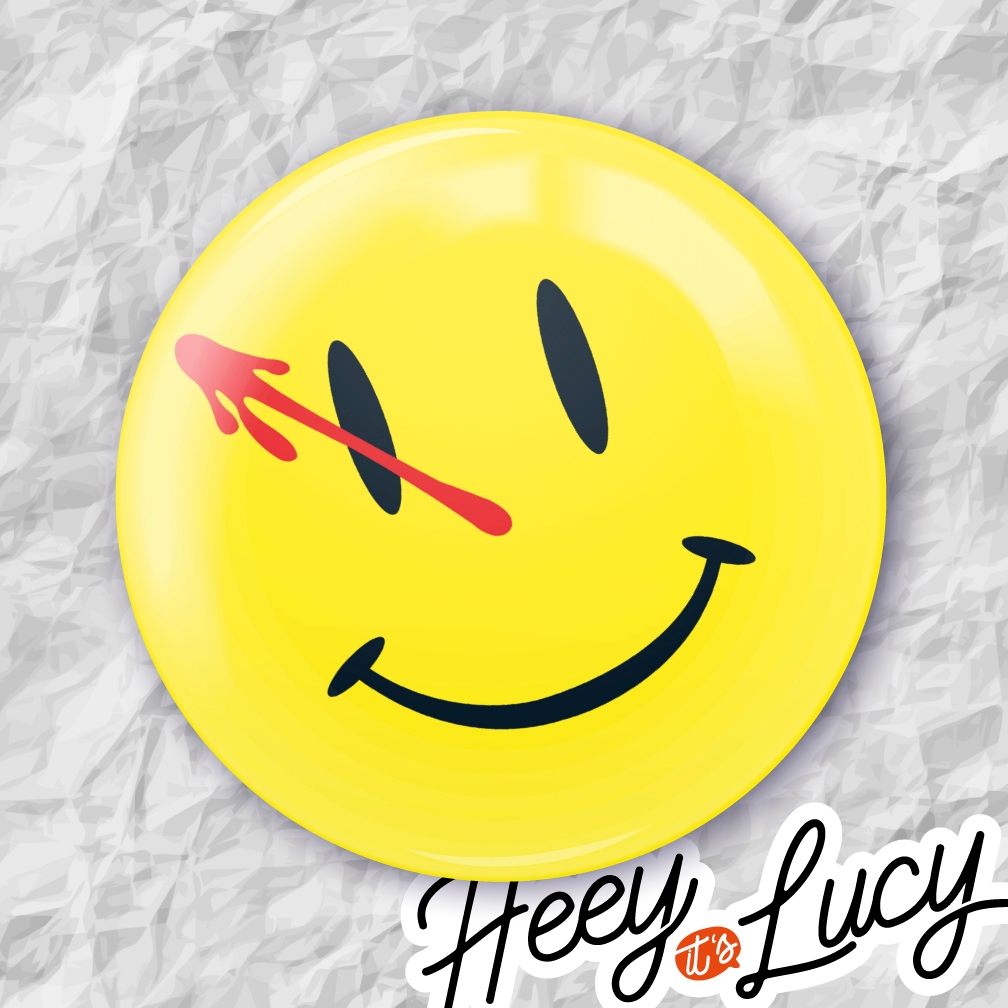 Botton Watchmen Smiley Face - Broche Alfinete 3,8 ou 4,4 cm