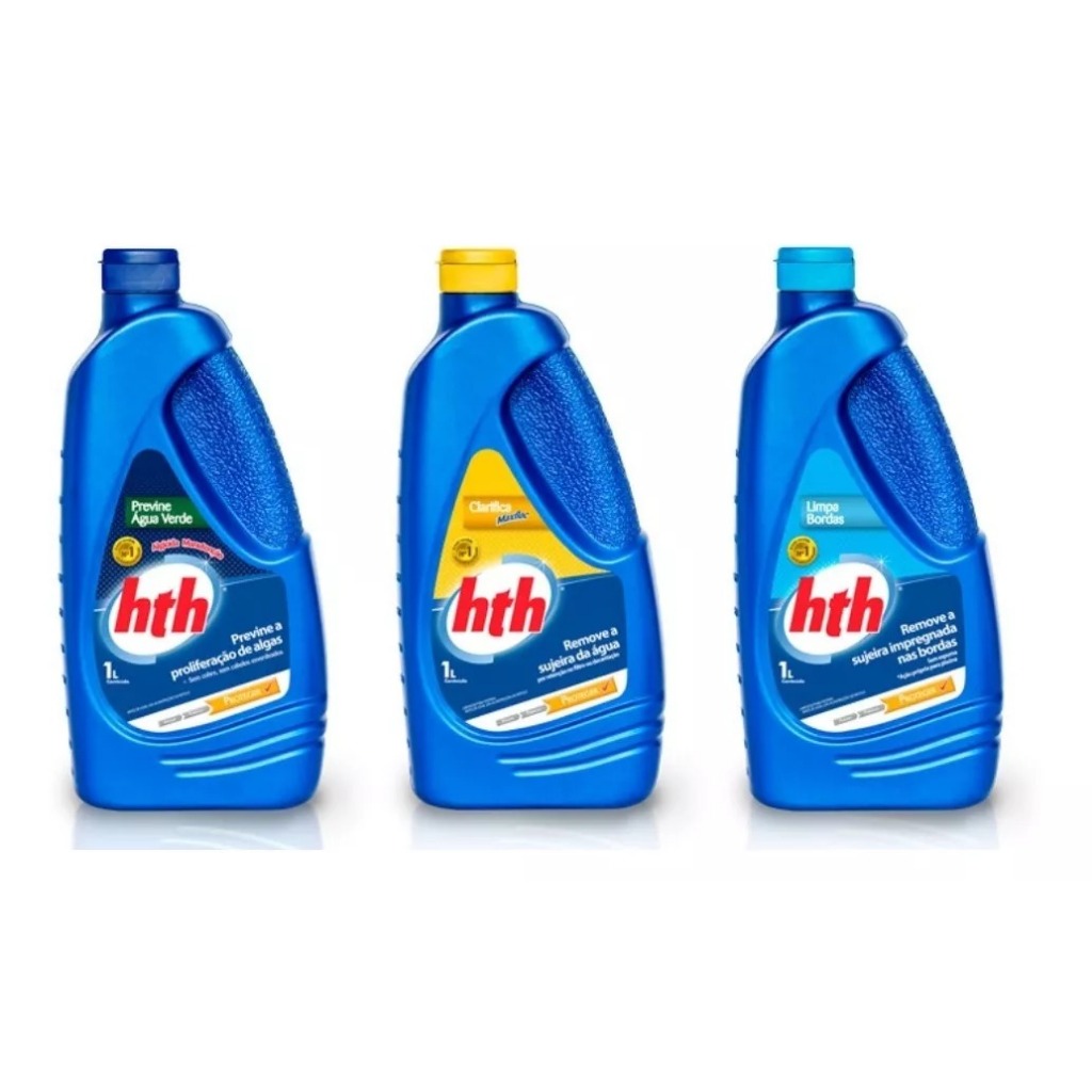 Kit Clarificante + Algicida Manutenção + Limpa Bordas - Hth