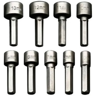 Jogo Soquete Bits Sextavado Profissional Kit 9 Peças em Aço Furadeira Parafusadeira Compativel Bosch Makita Dewalt