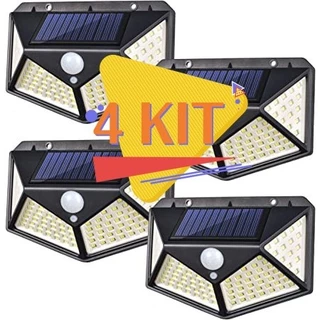100 Leds Luminária Parede Solar Com Sensor Jardim Externa Prova D