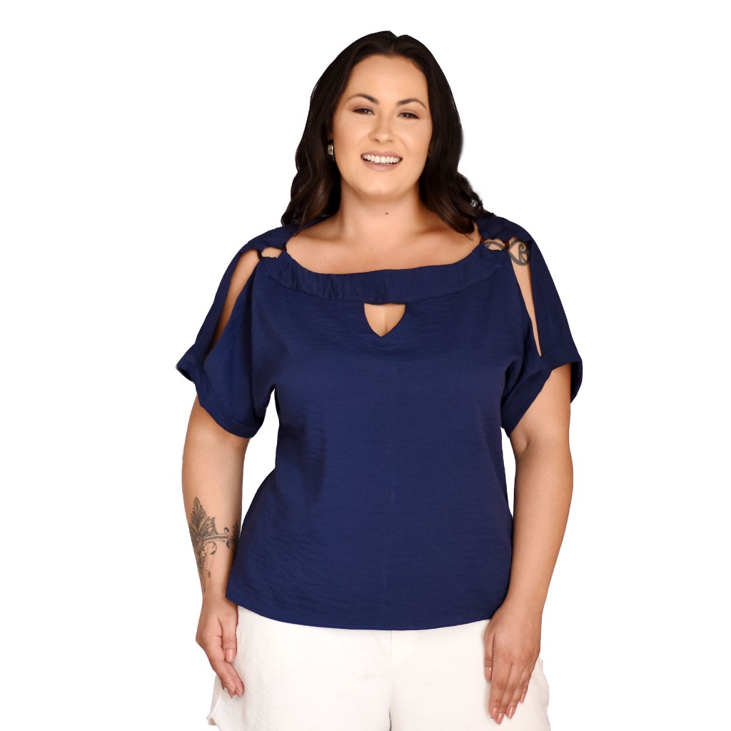 Blusa Plus Size com Babado - Moda Exclusiva Feminina Plus Size