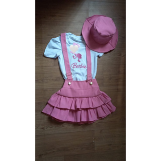 Conjunto salopete infantil barbie com chapeu