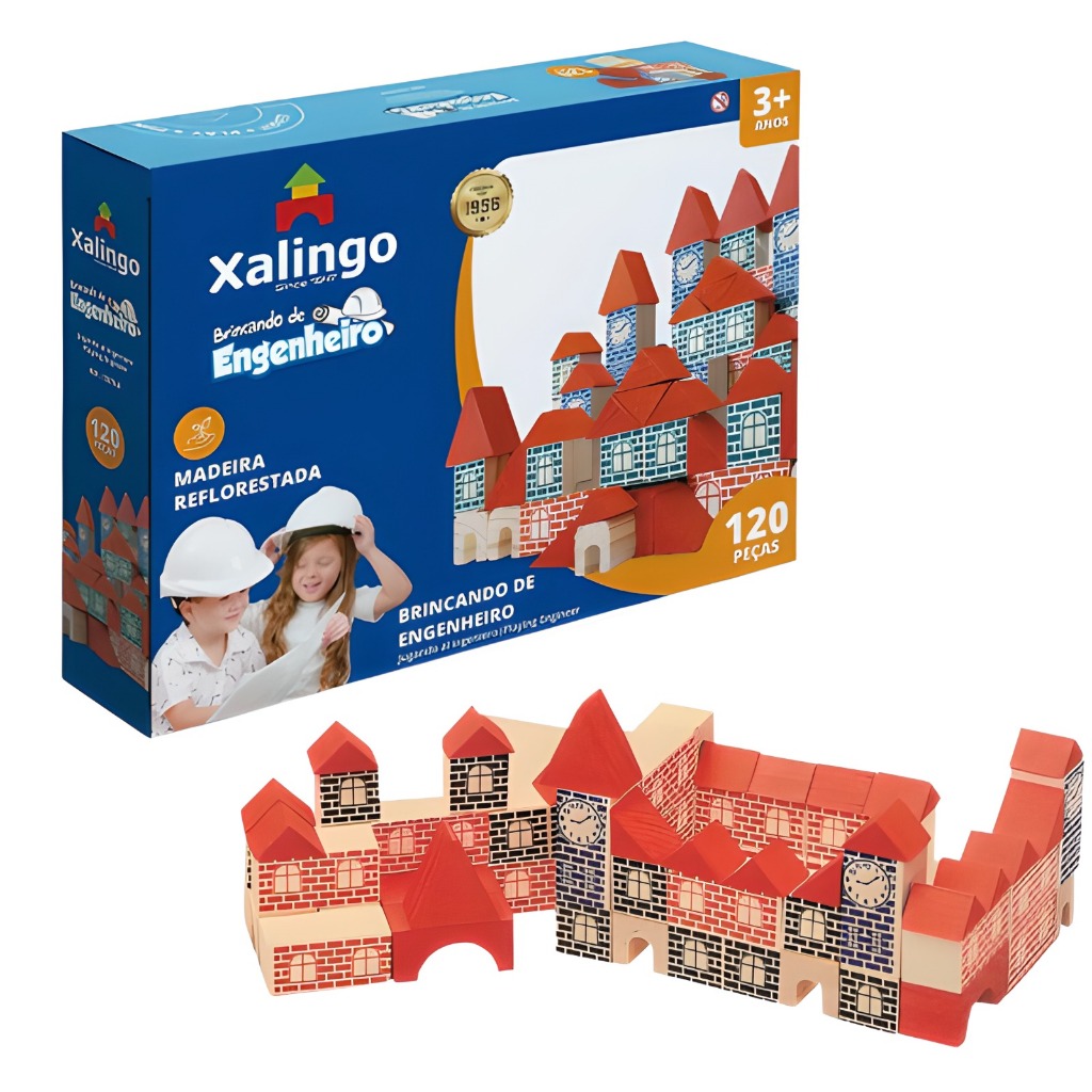 KIT EM MADEIRA 54 PEÇAS BRINQUEDOS BLOCOS PARA MONTAR E CONSTRUIR  PEDAGOGICO EDUCATIVO