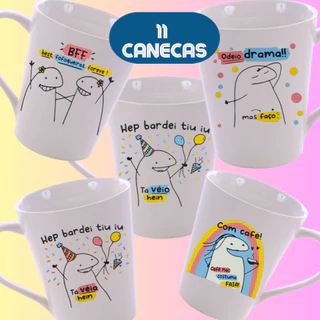Kit 10 Atacado Canecas Personalizadas Divertidas Meme Flork Bento Divertidas Frases 290ml Presente