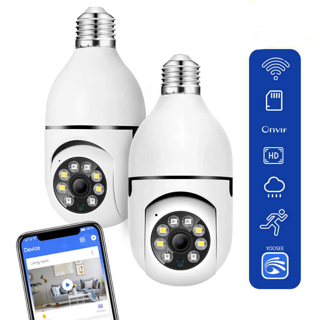 câmera segurança com encaixe lampada bocal full HD wifi ip 360º 1080 visão noturna - bivolt app yoosee