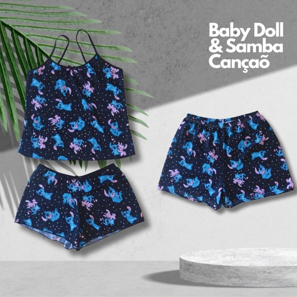 Kit Casal Pijama Feminino Cueca Samba Canção Kit Namorados Marido e Mulher