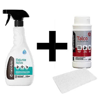 Kit Remove Chuva Ácida ( Limpa Rejunte + Talco para polimento + Fibra abrasiva ) - Nano4you