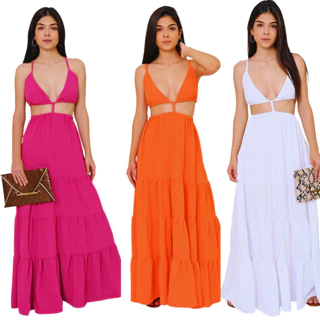 Vestido Feminino longo vestido de festa longo soltinho roupas femininas vestidos branco longo festa