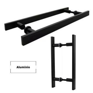 Puxador Duplo 30 Cm - 1 Preto Fosco - Porta Madeira/vidro
