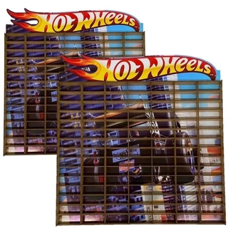 Kit Dois 2 Estantes Expositor Porta Carrinhos Hotwheels 105 Nichos Miniatura Prateleira Adesivada Coleção Mdf Promoção Black Friday