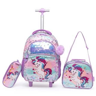 Kit Mochila Lancheira Estojo Rodinha Reforçada Yupe