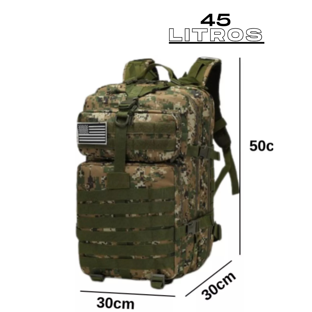 Mochila Camping Trilha Tática Militar 45 Litros Resistente À Água