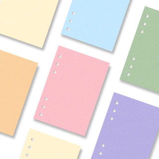 Refil Quadriculado Colorido de binder/fichário/caderno de disco - A5, A6, A7 cores pasteis
