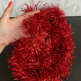 Festão vermelho ou rosa de natal grande cheio metalizado comprido 2m ...