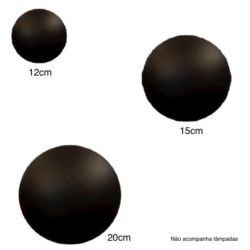 Kit 3 arandelas redonda moon eclipse 1x20 1x15 1x12cm para lâmpada LED Halopin G9