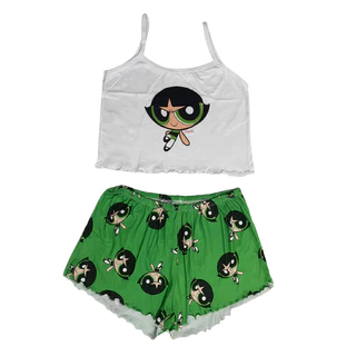 Pijama baby doll feminino tecido suéde meninas super poderosas