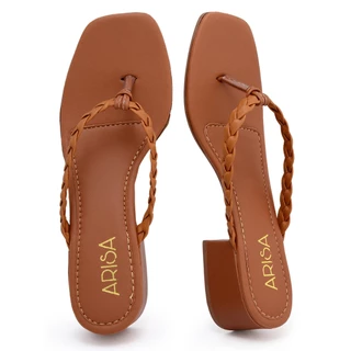 Tamanco De Dedo Salto Bloco Chinelo Com Saltinho Arisa