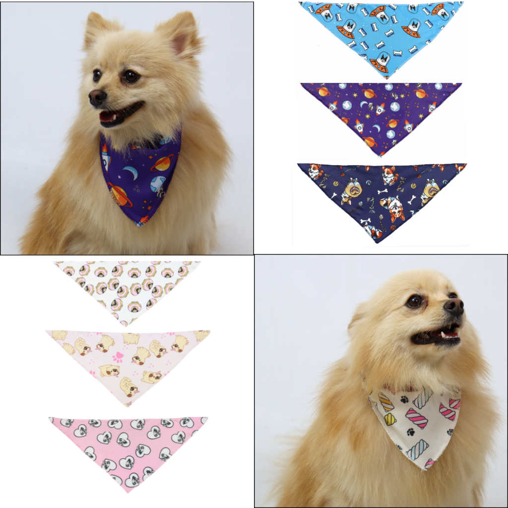 Kit Moda Pet de 3 Bandanas para Cachorros: Estilo e Conforto com Estampas Divertidas e Modernas
