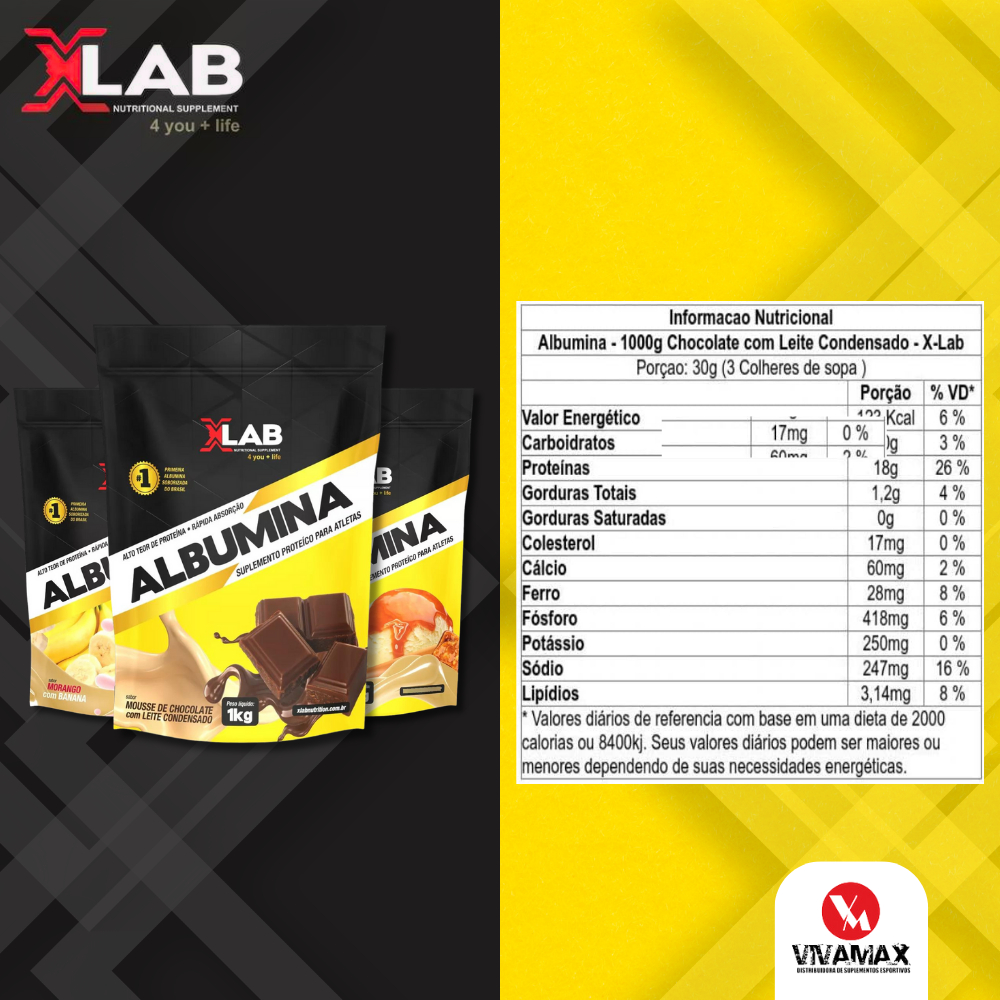 Albumina X-lab 1kg Com Varios Sabores Suplemento Em Pó Proteina Ovos ...