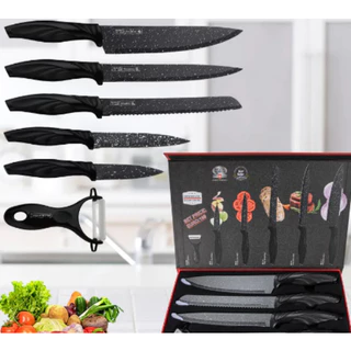 Aço inoxidável Kitchen Knives Set, Faca Chef Japonês, Faca de Sushi, Descascador de Frutas, Caso Presente, 6 Peças