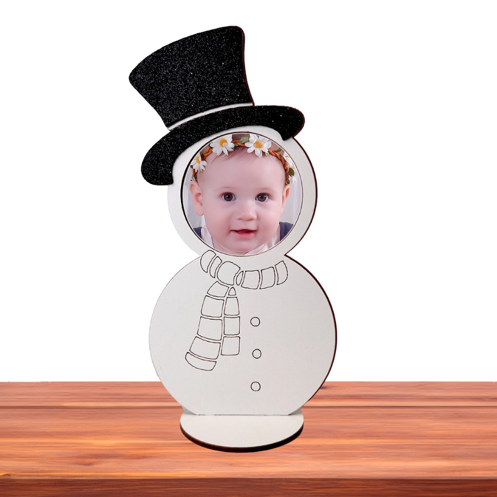 Kit Porta Retrato Boneco De Neve Natal Rosto 11x21x7 Mdf Branco com ...