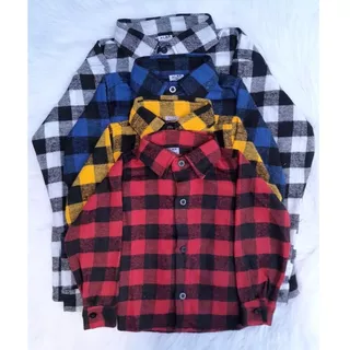 Camisa infantil unissex xadrez manga longa com gola