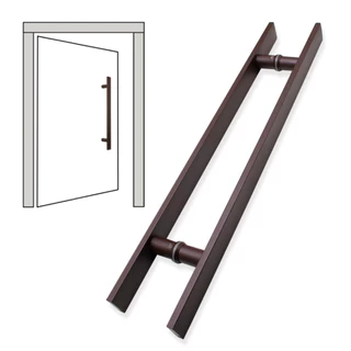 Puxador Duplo 50 Cm - 1 Corten-porta Madeira/vidro