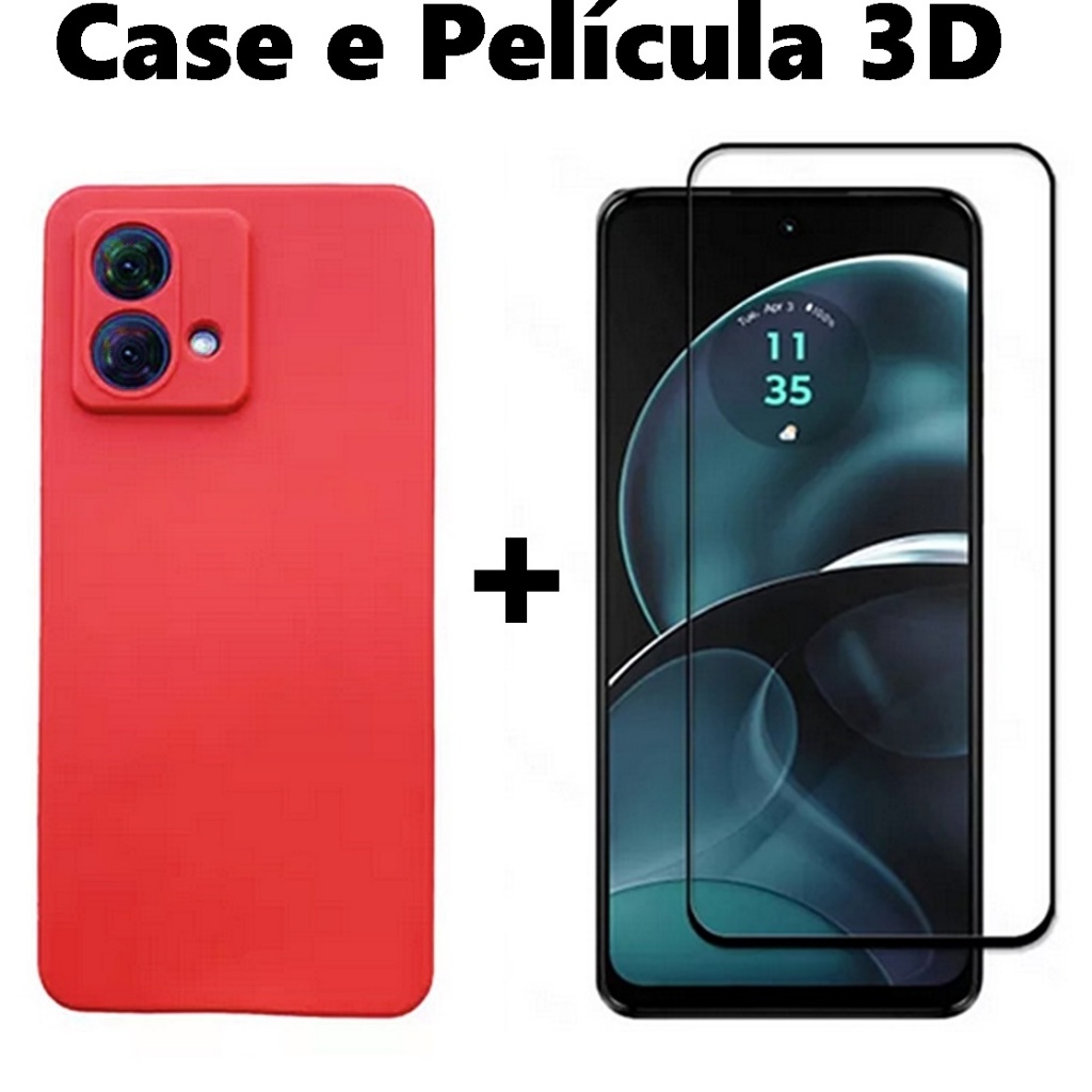 Capa Capinha Silicone Aveludada Motorola Edge 40 Neo Case E Película 3D Para Motorola Edge 40 Neo