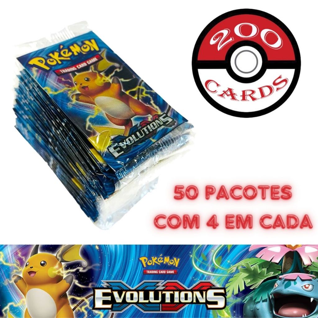 200 Cartas/Cards de Pokemon 50 Pacotinhos Lacrados Coleção Evolutions