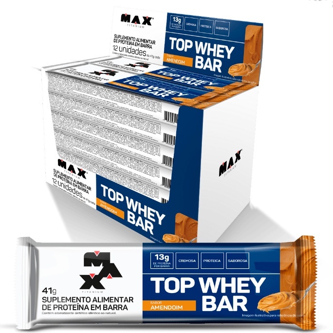 Barra de Proteína Top Whey Bar Max Titanium – 12 Unid x 41g (492G)