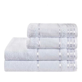 TOALHA DE BANHO PREMIUM 04 PEÇAS  PONTO CRUZ- 02 BANHO E 02 ROSTO