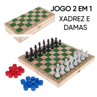 Jogo de Xadrez mdf Maleta 1 Tabuleiro + 32 Peças para até 2
