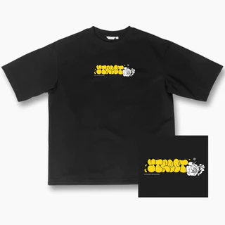 Camiseta OVERSIZED estampada blusa camisa Streetwear em algodão 30.1 modelo letras amarelas Premium OVERSIZED