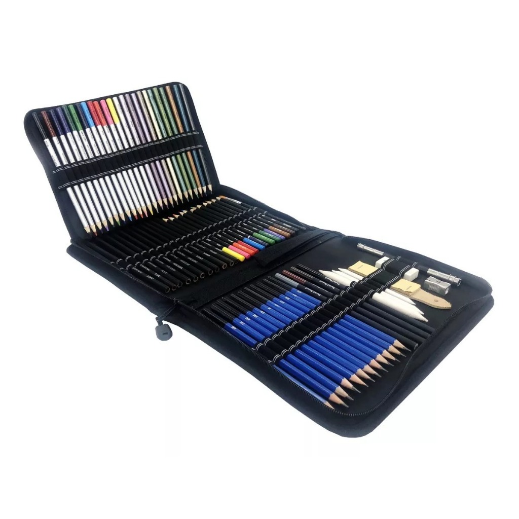 Kit Profissional De Lápis Para Desenho 72 Peças Com Estojo | Shopee Brasil