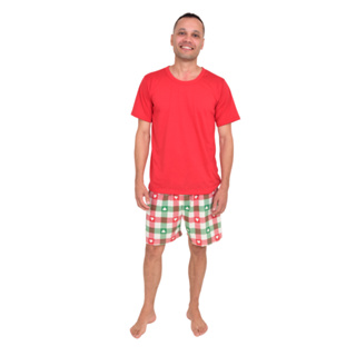 Pijama Adulto Masculino Natal Verão Curto Natalino Homem em Oferta na Shopee