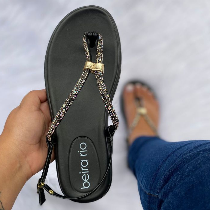Sandália Feminina Beira Rio 8513109 Strass Papete Dedo Shopee Brasil