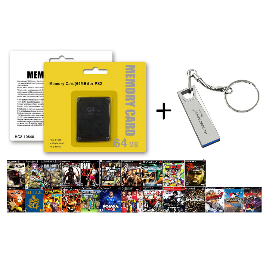 KIT PENDRIVE 128GB + MEMORY CARD 8MB + OPL JOGOS PS2 - Infotech Store