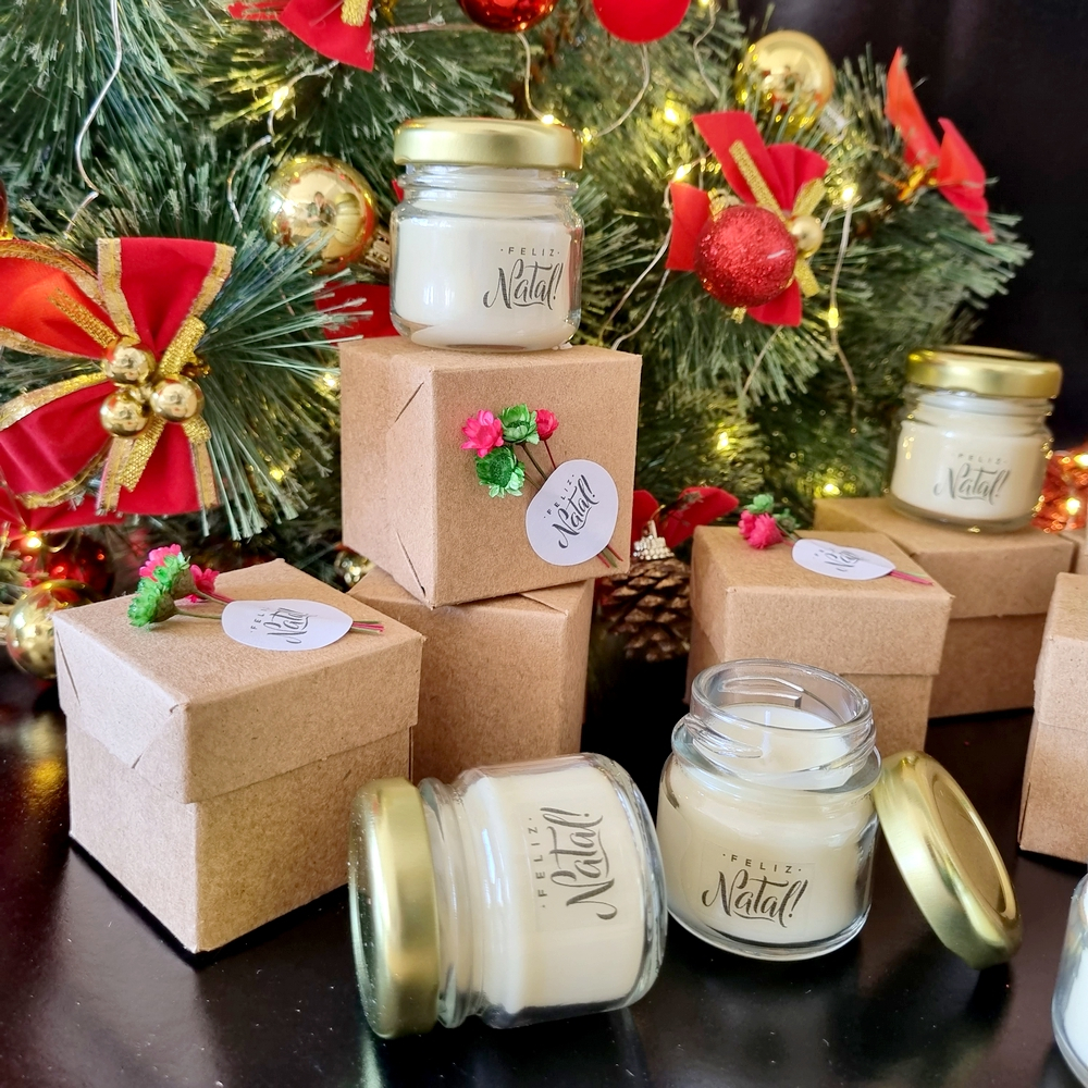 10 Mini Velas Lembrancinha - Natal com Caixa