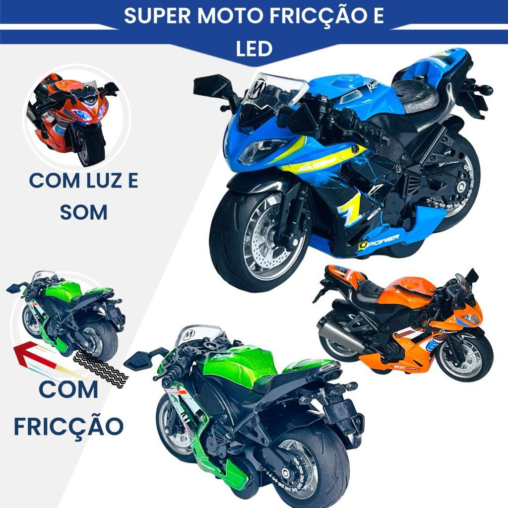 Miniatura Moto Corrida Metal C/ Som E Fricção Brinquedo 1:14