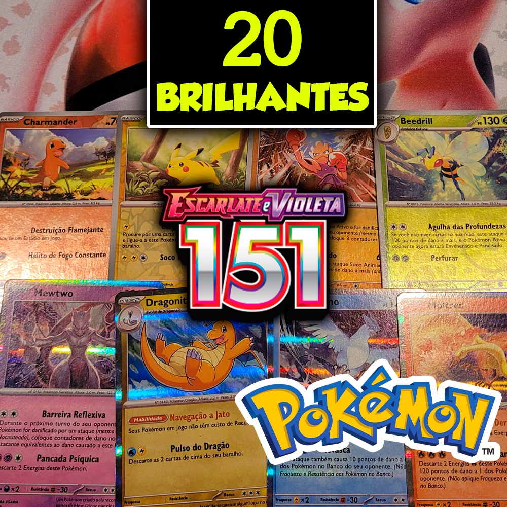 Kit 10 Cartas Pokémon Todas Brilhantes Original Da Copag