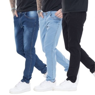 Calça Jeans Masculina Super Skinny Justa Bem Colada Na Perna Com Lycra  Elastano Premium