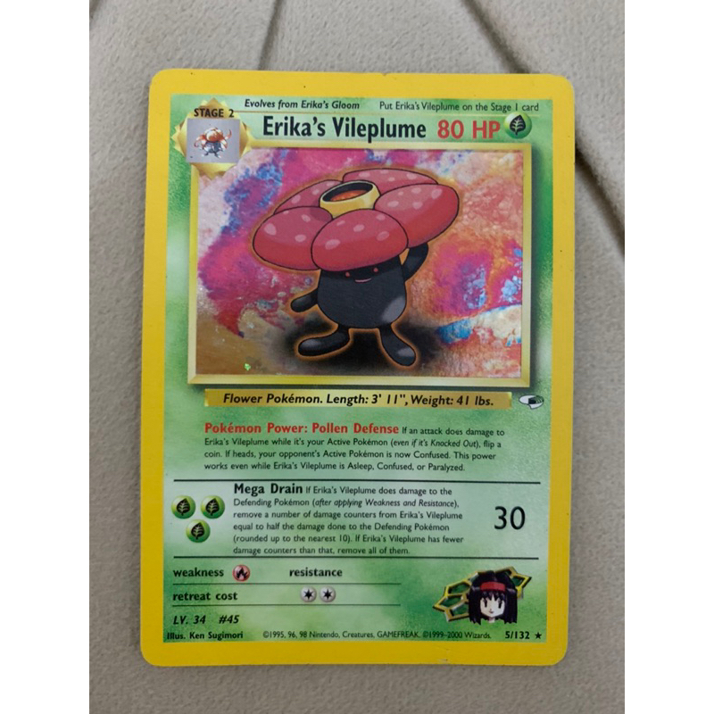 TCG Pokemon Card Game Carta Pokemon Gym Heroes Originais Raras   Erika