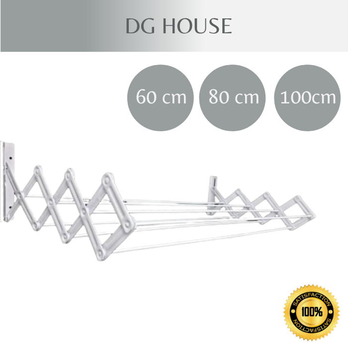 Varal de Roupa Sanfonado Secalux de Parede Retrátil em Aço Branco Dobrável - 60cm - 80cm - 100cm