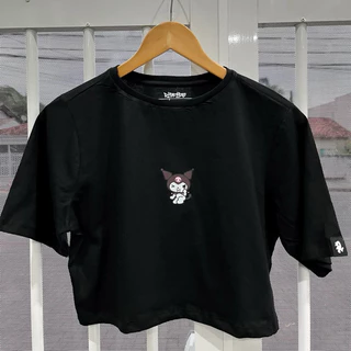Cropped Feminino Kuromi Blusinha Hello Kitty 100% Algodão Manga Curta