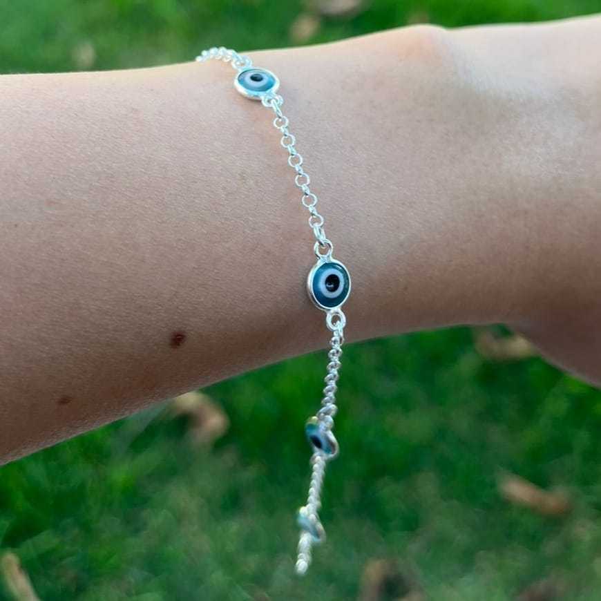 Pulseira Olho Grego Azul Claro - Céu de Prata