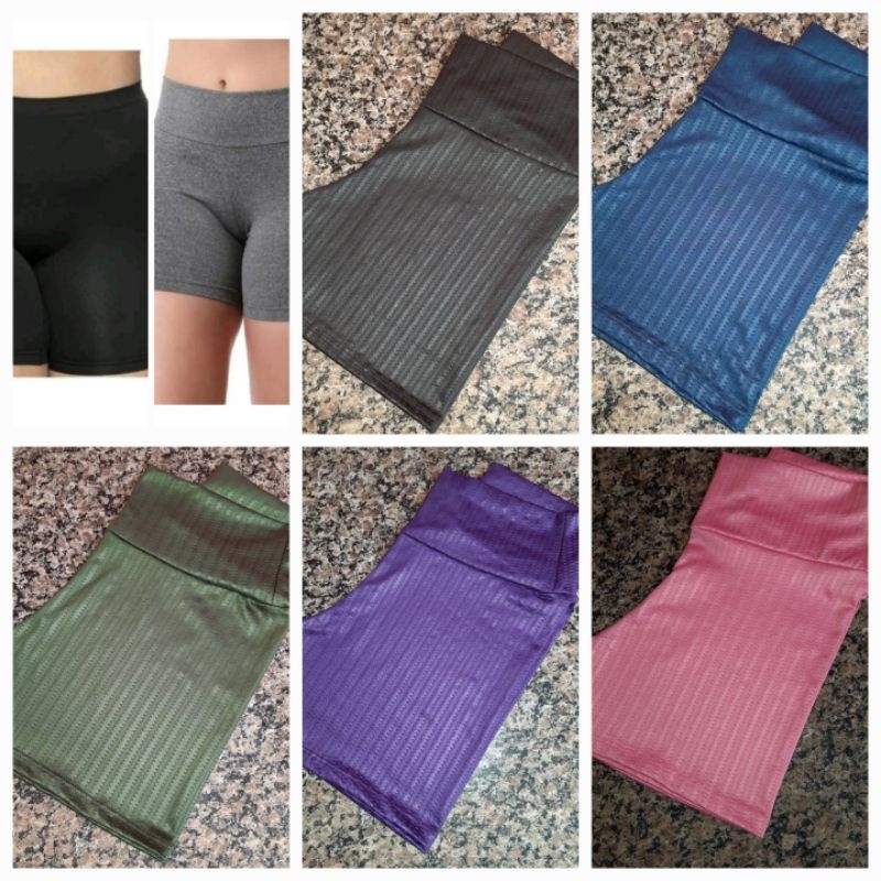 SHORTS MEIA COXA LISO E EM CIRRÊ BRILHO MOLHADO COM LEVE EFEITO 3D